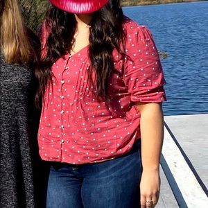 Red polka dot blouse